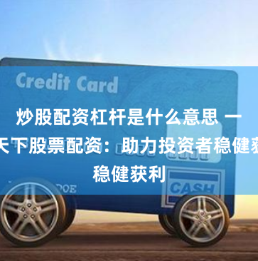炒股配资杠杆是什么意思 一家天下股票配资:助力投资者稳健获利